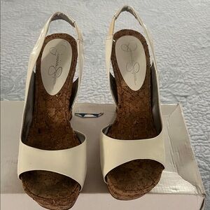 Jessica Simpson White Cork Wedges